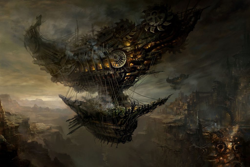 wallpaper barco volador steampunk