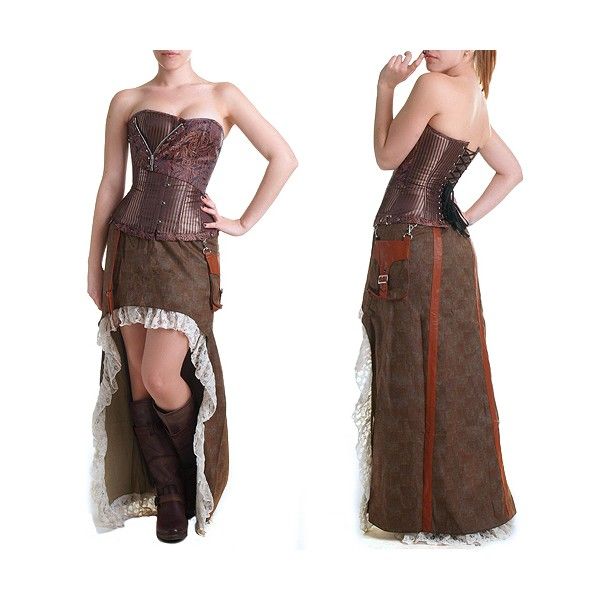 falda steampunk de color marrón